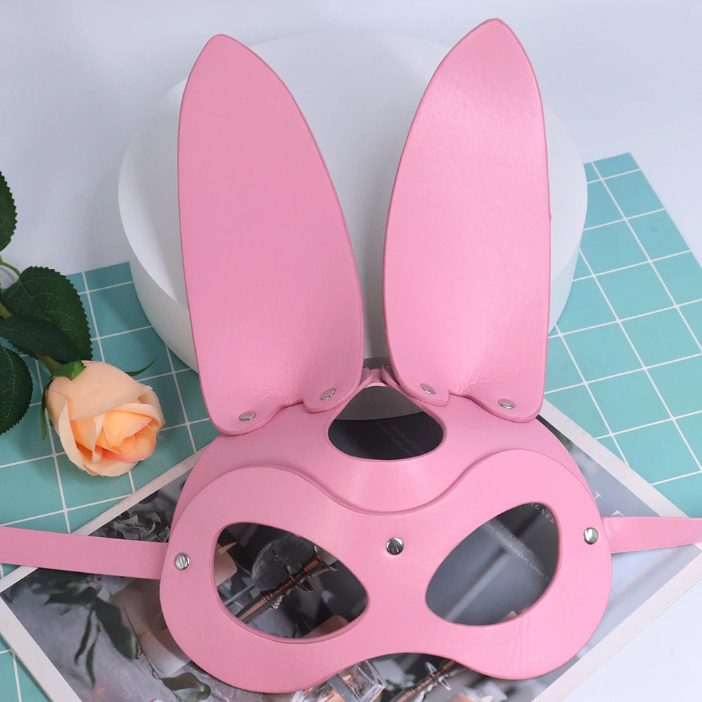 Sexy Pink Bunny Ear Mask – PU Leather Rabbit Half Face Lingerie Accessory 13 1100143936