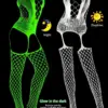 Glow-in-the-Dark Fishnet Bodysuit – Luminous Crotchless Teddy Stockings 3