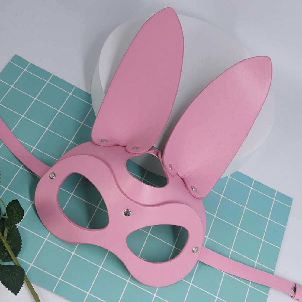 Sexy Pink Bunny Ear Mask – PU Leather Rabbit Half Face Lingerie Accessory 11 1491142735