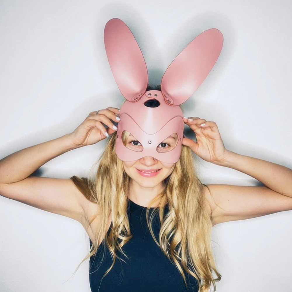 Sexy Pink Bunny Ear Mask – PU Leather Rabbit Half Face Lingerie Accessory 4 Sexy Pink Bunny Ear Mask – PU Leather Rabbit Half Face Lingerie Accessory 4