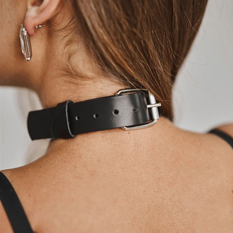 Leather Cross Chest & Back Harness + Collar Set – Sexy Light BDSM Lingerie, Y-Back Design 13 1699102408