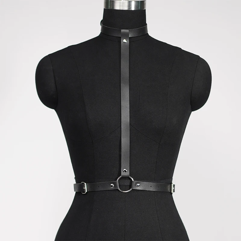 Leather Cross Chest & Back Harness + Collar Set – Sexy Light BDSM Lingerie, Y-Back Design 21 2506553711