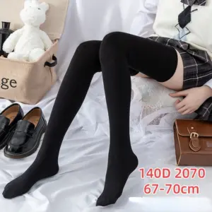 Extra-Long Velvet Thigh-High Stockings - High Elastic Anti-Slip Over-Knee Socks for Tall Girls (White/Black, Up to 190cm) 4
