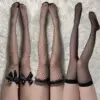 Bow Fishnet Thigh-High Stockings - Sweet Lolita Lace Trim Over-Knee Mesh Socks (Black/White) 8 Bow Fishnet Thigh-High Stockings - Sweet Lolita Lace Trim Over-Knee Mesh Socks (Black/White) 1