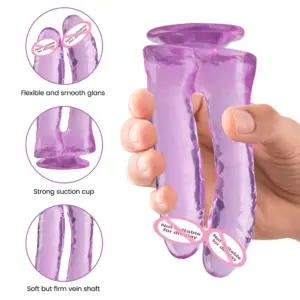 Double-Ended Realistic Silicone Dildo – Strong Suction Cup Base, Dual G-spot & Anal Stimulation 2