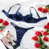Solid Satin Sexy Lingerie Set - Navy/Red Ultra-Thin Seamless Bra & Thong - Romantic Glossy Erotic 2-Piece Underwear 7 Solid Satin Sexy Lingerie Set - Navy/Red Ultra-Thin Seamless Bra & Thong - Romantic Glossy Erotic 2-Piece Underwear 1
