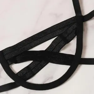 Amnesia Bondage Hollow-Out Strappy Lingerie Set - Black/Burgundy Cage Bralette & Thong - Extreme Sexy BDSM Erotic Underwear 3