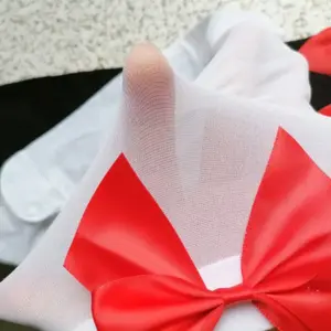 Pink Bow Stay-Up Thigh-High Stockings - Sweet Kawaii Sheer Silk Socks with Oversized Bows (White/Pink/Black) 6