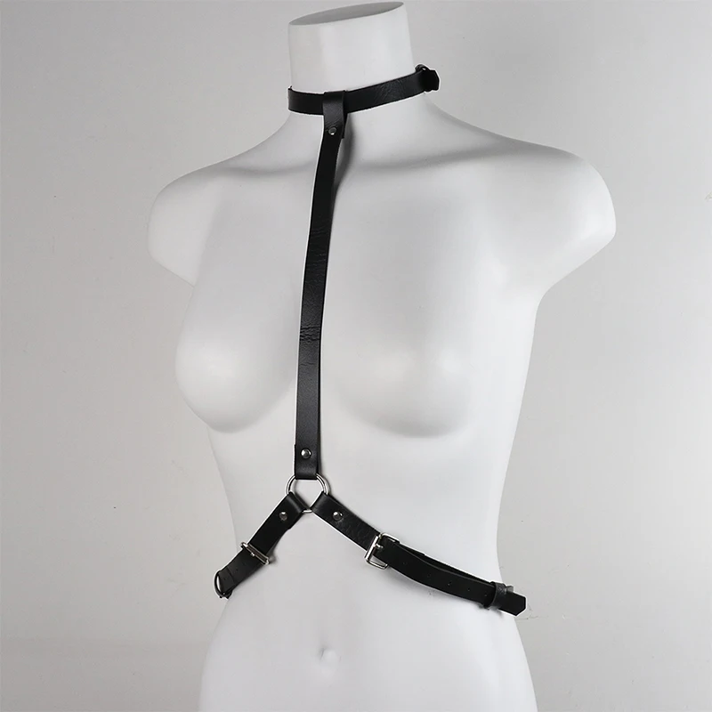 Leather Cross Chest & Back Harness + Collar Set – Sexy Light BDSM Lingerie, Y-Back Design 18 674182394
