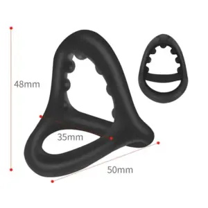Triangular Silicone Cock Ring with Massage Beads - Male Delay & Locking Adult Toy 6