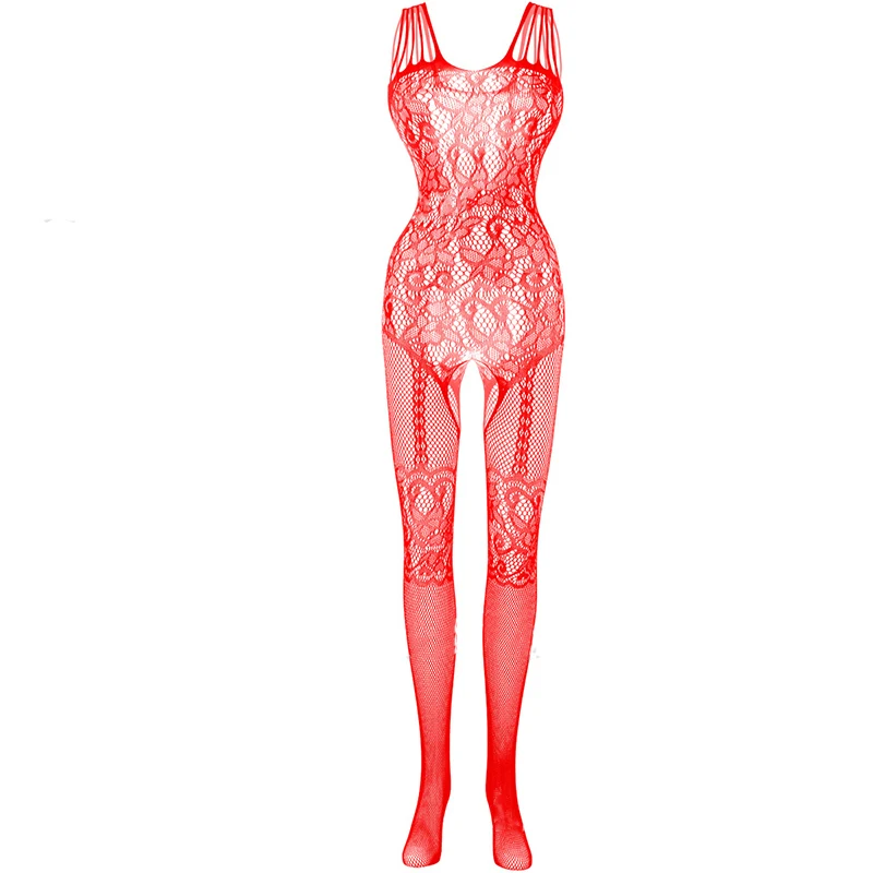 Red Fishnet Bodystocking for Women - Crotchless Open Crotch Lace Lingerie 15 2265706780