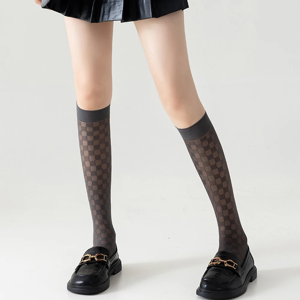 Diamond Pattern Sheer Calf Socks – JK British Style Knee High Tights 14 1049938176