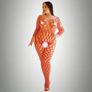 Plus Size Fishnet Bodystocking – Sexy Long Sleeve Mesh Lingerie for Curvy Women 4