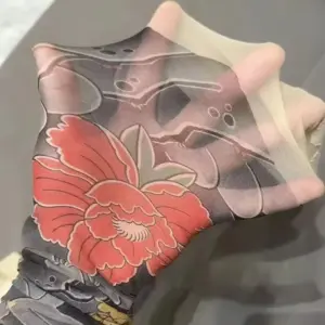 Sexy Fake Tattoo Peony Mesh Tights – Sheer Printed Pantyhose 2