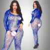 Plus Size Snake Pattern Fishnet Bodystocking – Sexy Long Sleeve Mesh Lingerie for Curvy Women 4
