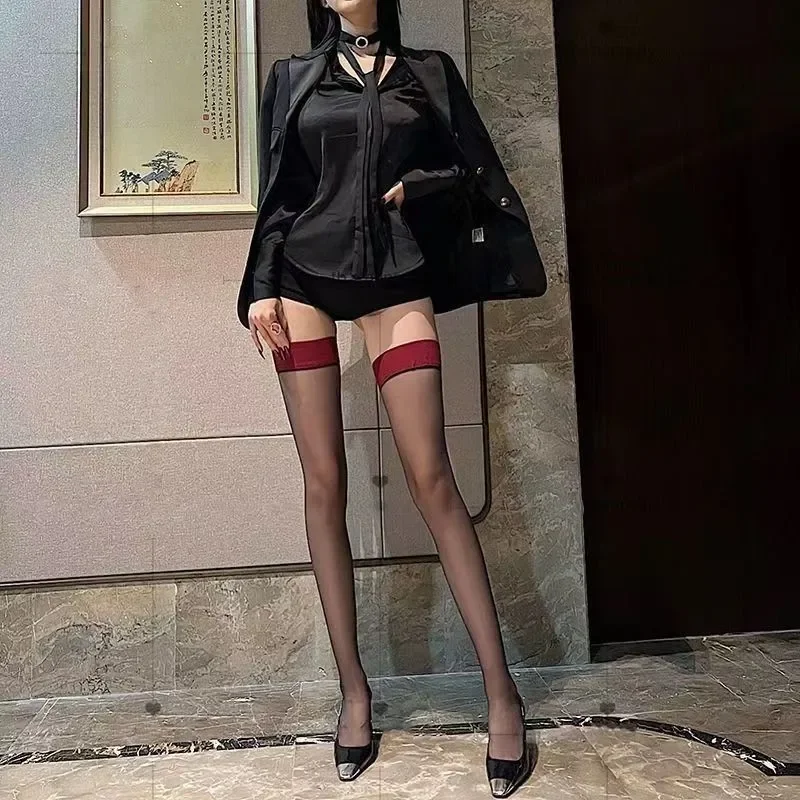 Sexy Fishnet Hollow Out Over Knee Stockings – Black Red Thigh Highs 16 2702530643