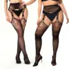 Plus Size Vintage Lace Garter Tights - High-Elastic Mock Suspender Hosiery 3