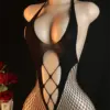 Women Sexy Lingerie Fishnet Deep V Bodystocking Catsuit See Through Bodysuit Plus Size Costume 4