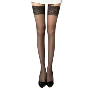 Lace Top Silicone Non-Slip Thigh High Stockings – Ultra Thin Sheer Summer Tights 6