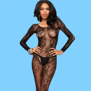 Plus Size Off-Shoulder Fishnet Bodystocking - High-Stretch Crotchless Lingerie 2