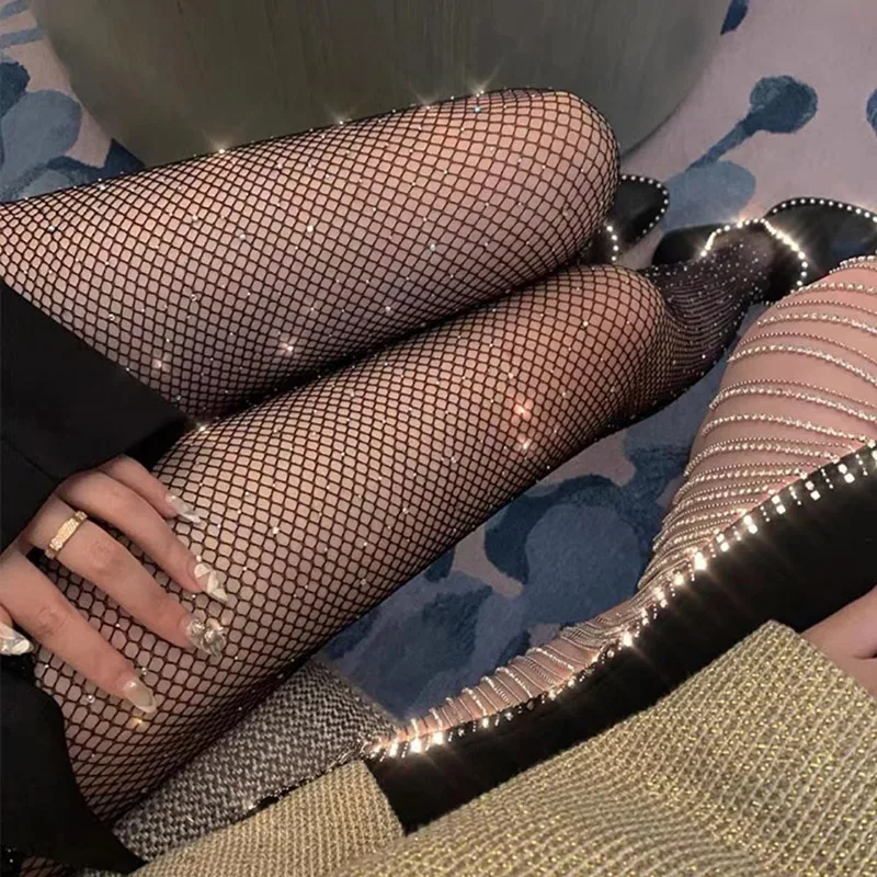 Sparkly Rhinestone Fishnet Stockings – Sexy Shiny Mesh Tights 1 Sparkly Rhinestone Fishnet Stockings – Sexy Shiny Mesh Tights 2