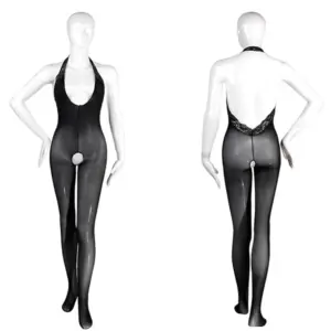 Black Sheer Backless Open Crotch Bodystocking – Sexy Lace Teddy 6