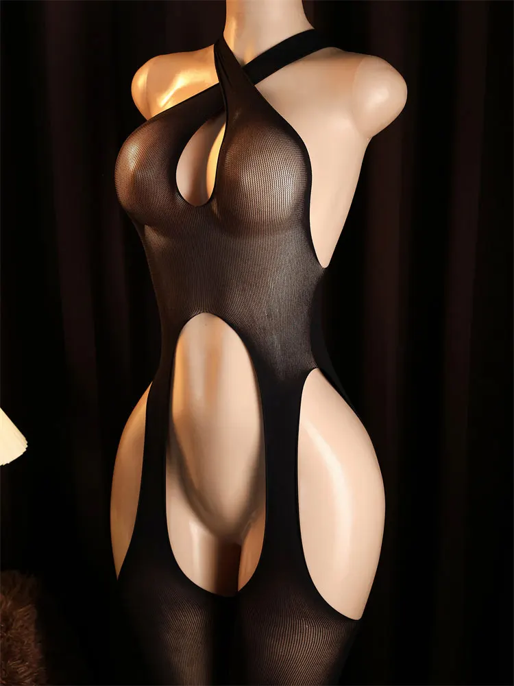 Crotchless Bodystocking – Sexy Halter Teddy Lingerie 10 4285595706