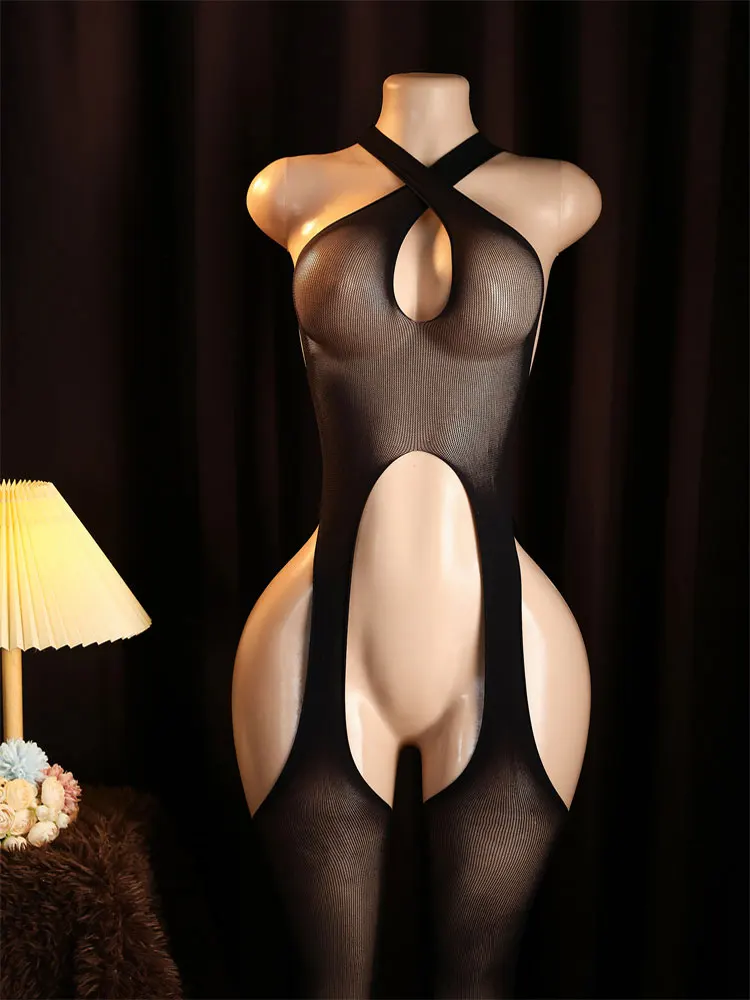 Crotchless Bodystocking – Sexy Halter Teddy Lingerie 9 470006460