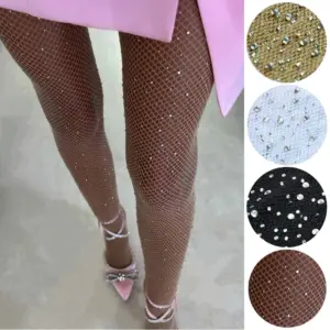 Sparkly Rhinestone Fishnet Tights – Sexy Shiny Diamond Mesh Stockings 1